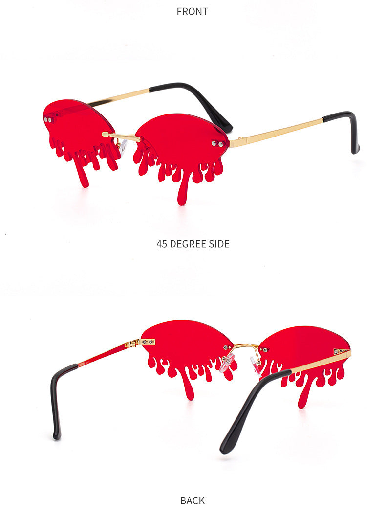 Christmas Costume Personality Tear Sunglasses for Women Metal Frameless Sunglasses Trendy European and American Party Funny Glasses - 图片 21