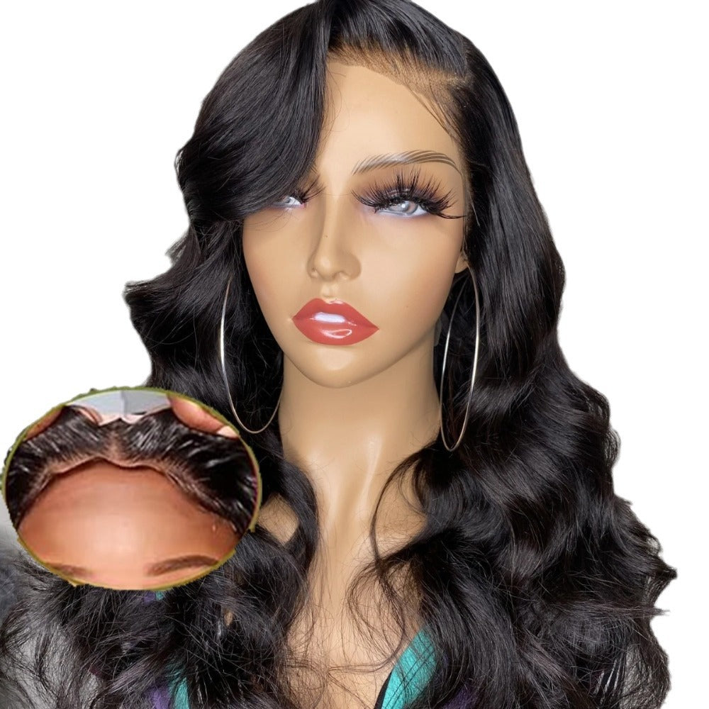 European and American Style Black Big Wave Long Hair Wig for Women, Amazon Available, Front Lace Mesh Synthetic Wig, European and American Style - 图片 5