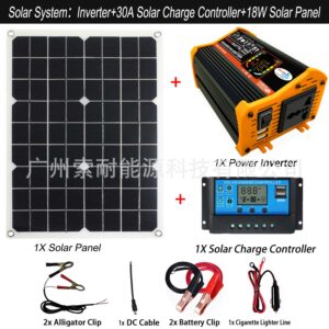 Solar Energy Kit System:Smart Inverter 30A Controller 18W Solar Panel Solar System