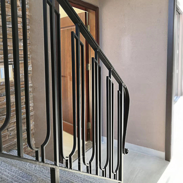 Used Modern Villa Residential Wrought Iron Stair Railing with 12mm Tempered Glass and Long Service Life - 图片 6