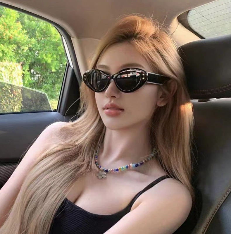 New Wide Mirror Leg Cat Eye Sunglasses for Women, European and American Fashion, High-End Feel Sunglasses sunglasses - 图片 9