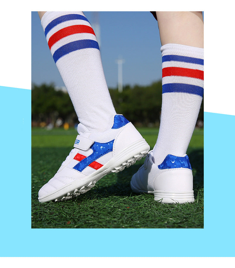 New football shoes for men and women with Velcro for children TF Broken Nail Style Youth Student Grassland Flat Training Shoes - 图片 59