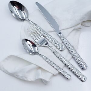 304Stainless Steel Knife Fork Spoon Thickened Forged Relief Tableware Western Steak Knife Fork Dessert Spoon4Piece Suit