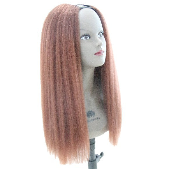 Factory Direct Sale V-part brown Yaki Straight Wig - 图片 5