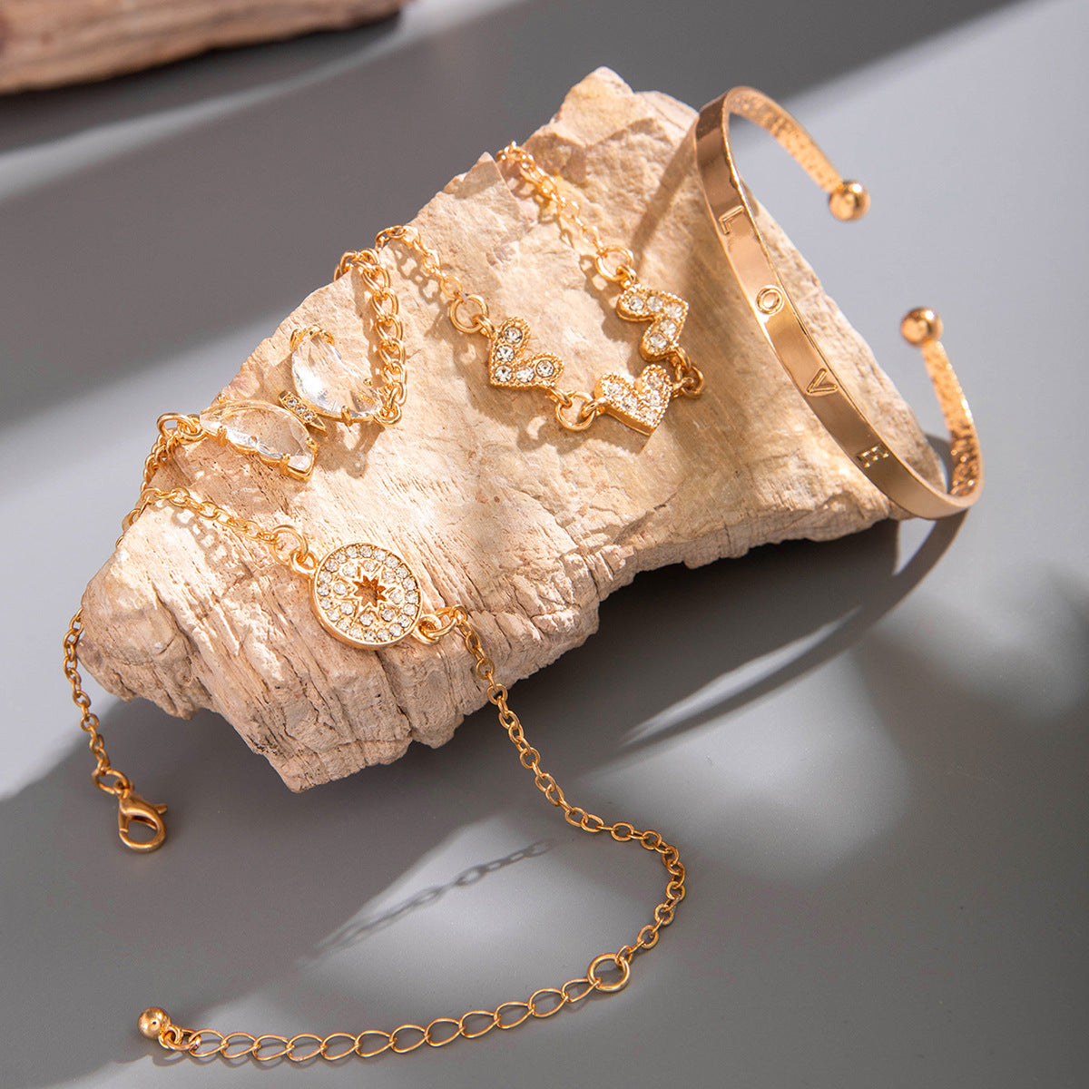 European and American Jewelry High-End Imitation Crystal Butterfly Bracelet Set Fashion Inlaid Diamond Heart Bracelet Wholesale - 图片 27