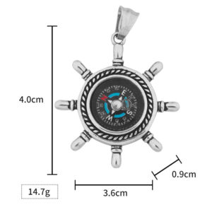 New Stainless Steel Compass Titanium Steel Pendant Personality Outdoor Trendy Fashion Punk Rock Necklace Wholesale