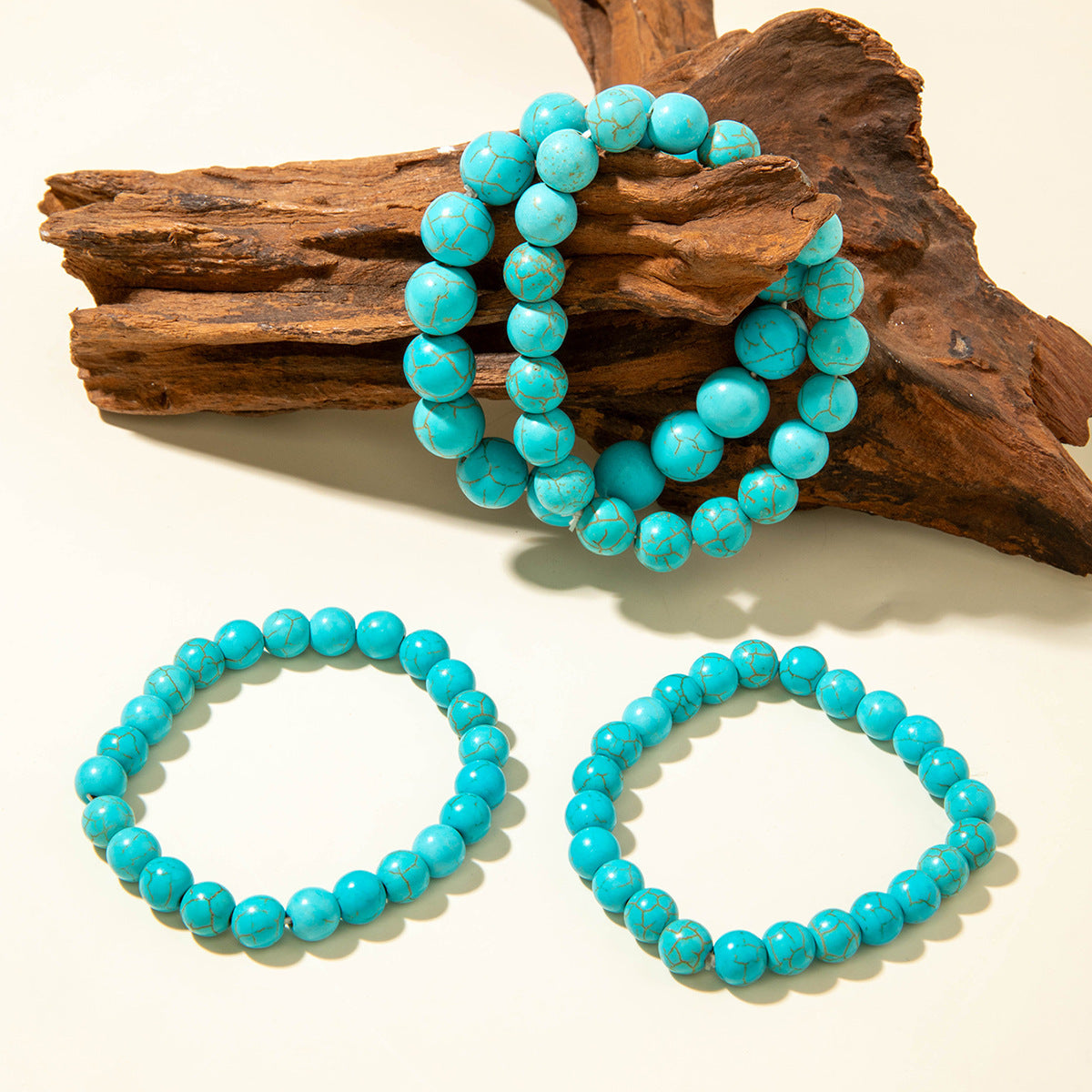 Bohemian Style Turquoise Multi-Layer Stacking Bracelet Set Light Luxury Diamond-encrusted Chain Beaded Bracelet - 图片 14