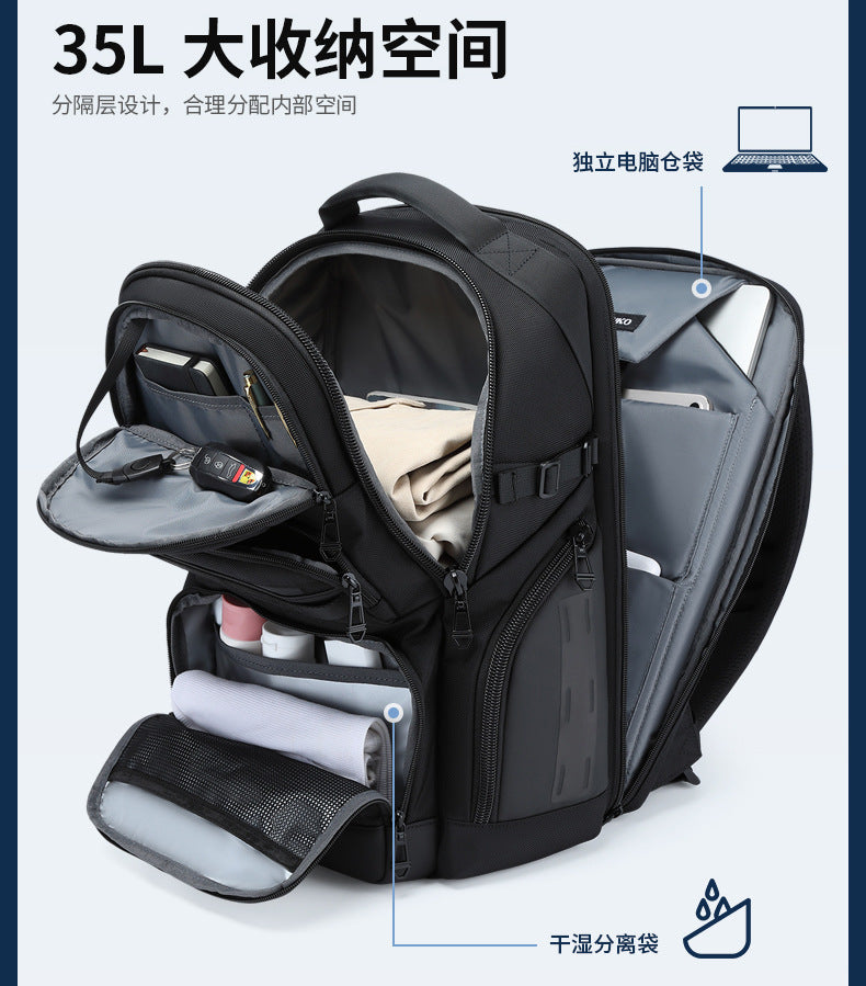 OZUKO Business Backpack Men's Computer Backpack Waterproof High-end Business Travel College Student Commuting School Bag - 图片 13