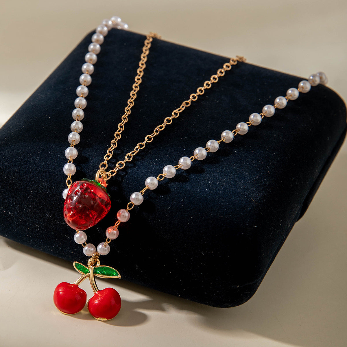 European and American Style Jewelry Light Luxury Imitation Pearl Cherry Necklace High-End Versatile Grass Multi-Layer Stacking Necklace Wholesale - 图片 28