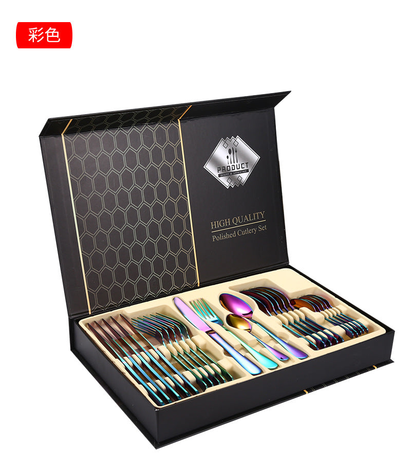 1010Stainless Steel Tableware Hotel Restaurant Knife Fork Spoon Set Western Steak Knife Fork24Set - 图片 20