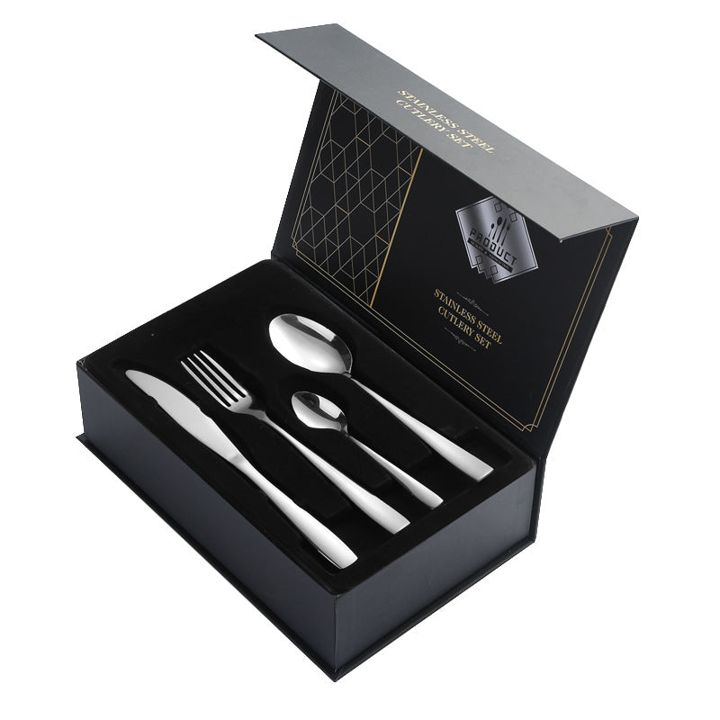 410Stainless Steel Cutlery Set Restaurant Square Handle Knife Fork Spoon24Set of Western Steak Knives and Forks - 图片 11