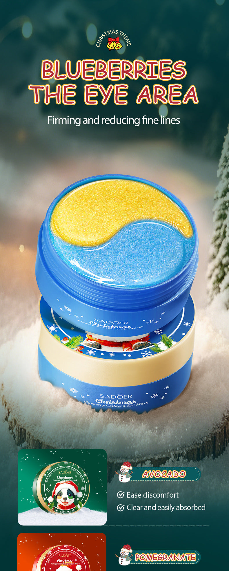 Christmas Blueberry Collagen Eye Mask SADOER Moisturizing Eye Mask Cross-Border Wholesale - 图片 9