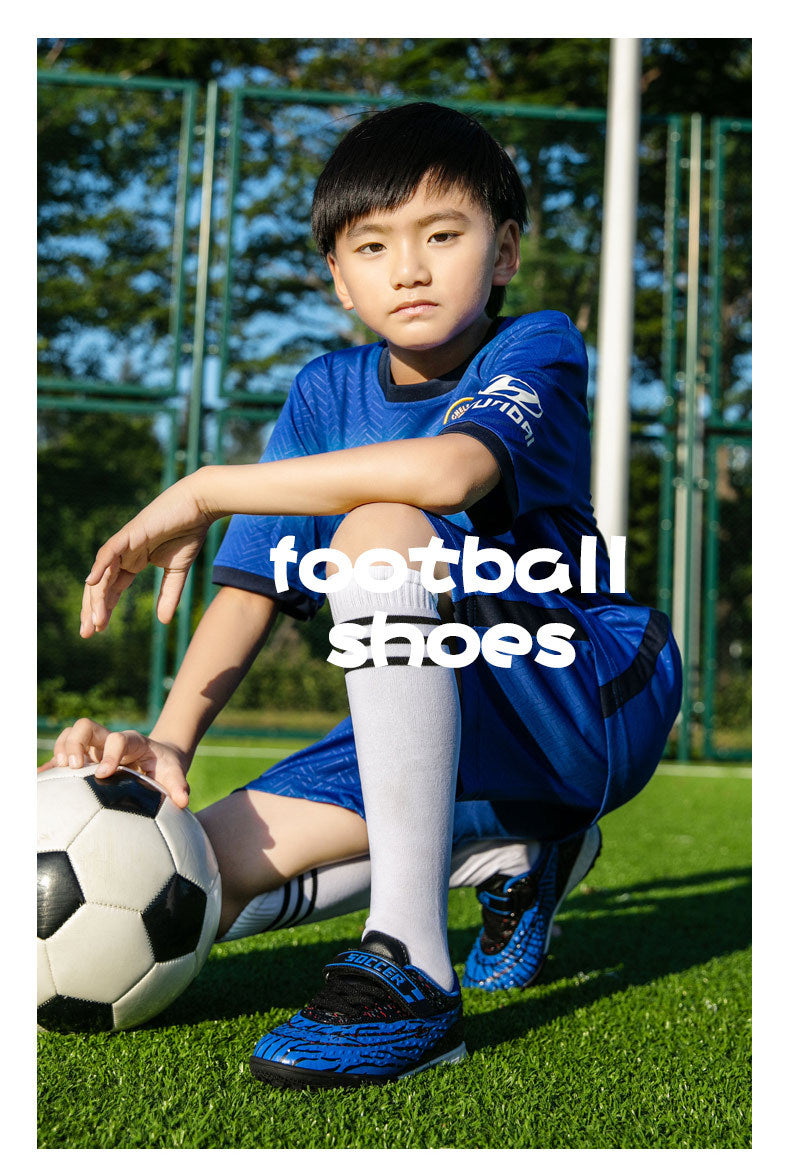 New football shoes for men and women with Velcro for children TF Broken Nail Style Youth Student Grassland Flat Training Shoes - 图片 20