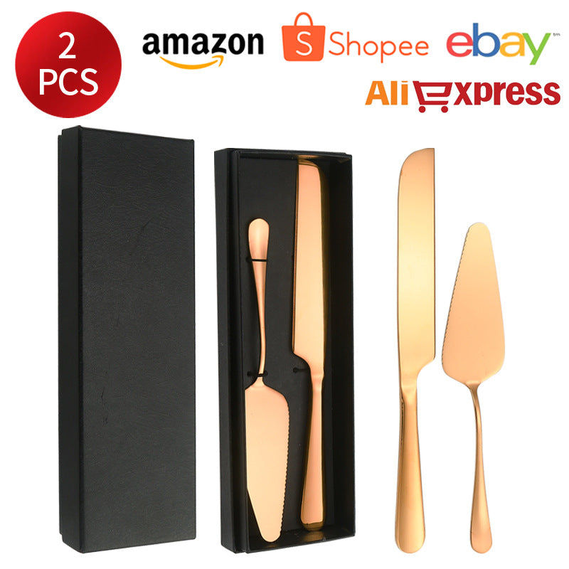 Stainless Steel Cake Knife and Spatula Set for Home Use gold Bread Knife and Spatula Restaurant Pizza Dessert Spatula Baking Utensils - 图片 8