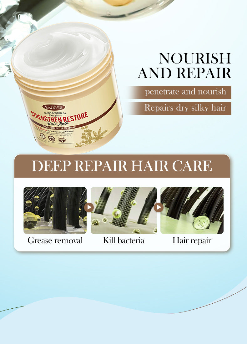 Black Castor Oil Hair Mask500gSADOER Nourishing, Smooth and Fluffy Conditioner Cross-Border Wholesale - 图片 14