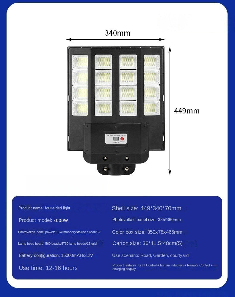 Solar Street Light Outdoor Rainproof Garden Light High Brightness Intelligent Human Body Sensor Factory Road LED Street Light - 图片 24