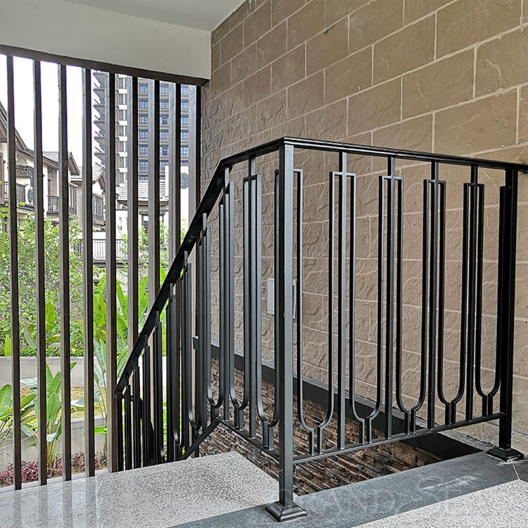 Matte Black Wrought Iron Handrail Modern Design Stair Rail for Villa or Residential Use Used Wrought Iron Stair Railing - 图片 11