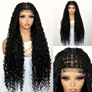 Cross-Border Hot-Selling Wig European and American Style Braided Full Lace Synthetic Crochet Wig Box Braids Wig