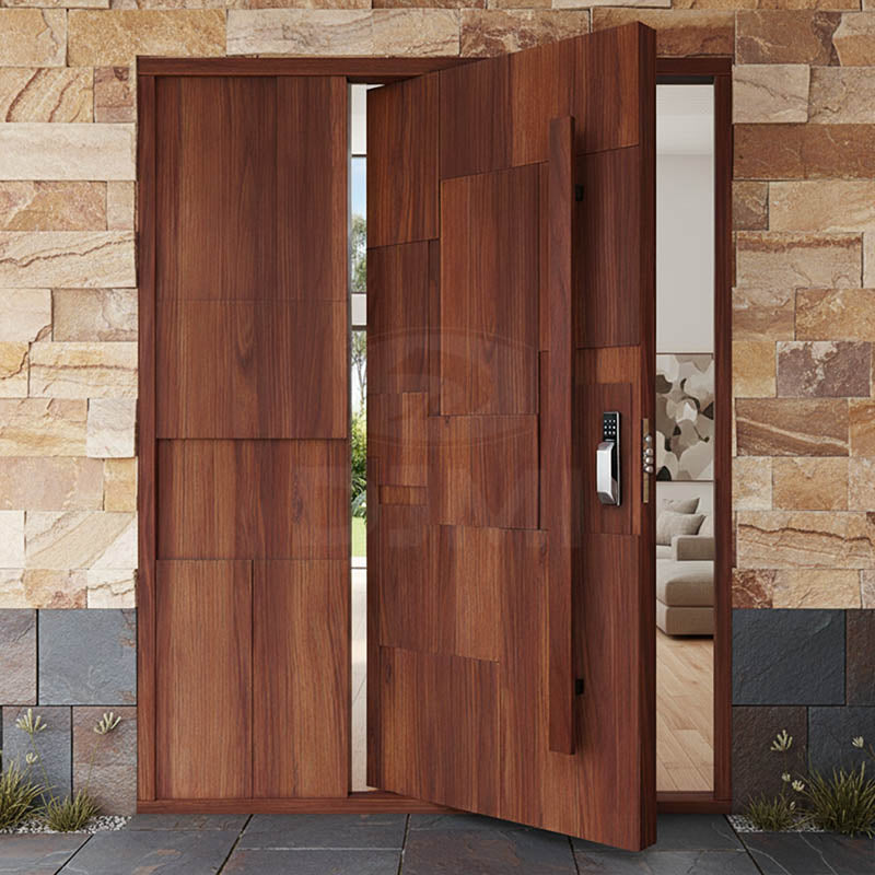 Customized New Front Security Big Modern Villa House Solid Wood Pivot Doors Exterior Wooden Door Main Entrance - 图片 3