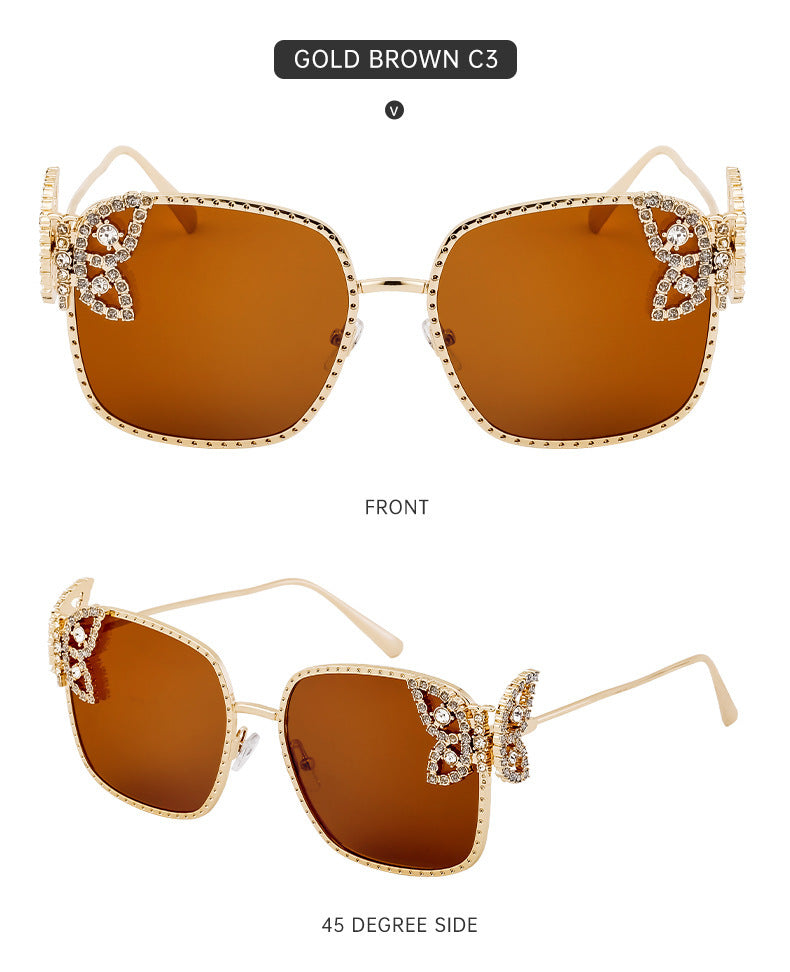 European and American Fashion Personality Butterfly Diamond Sunglasses for Women Metal Frame Sunglasses Women's Sun Protection Glasses shades - 图片 18