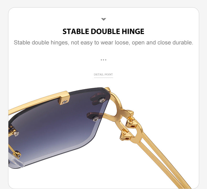 European and American Retro Double Bridge Sunglasses for Men Fashion Leopard Rimless Cut Edge Sunglasses for Women Wholesale shades - 图片 21