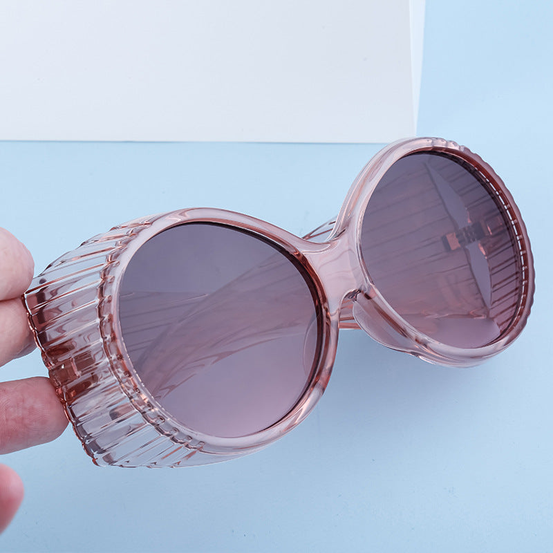 Fashion Catwalk Style Round Frame Sunglasses for Women Trendy High-end European and American Style Internet Celebrity Large Frame Sunglasses for Women Stage Performance - 图片 13