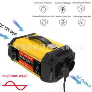 European standard socket pure sine wave inverter500W/800W/1000W 12V Turn230V Double USB Double Type-C