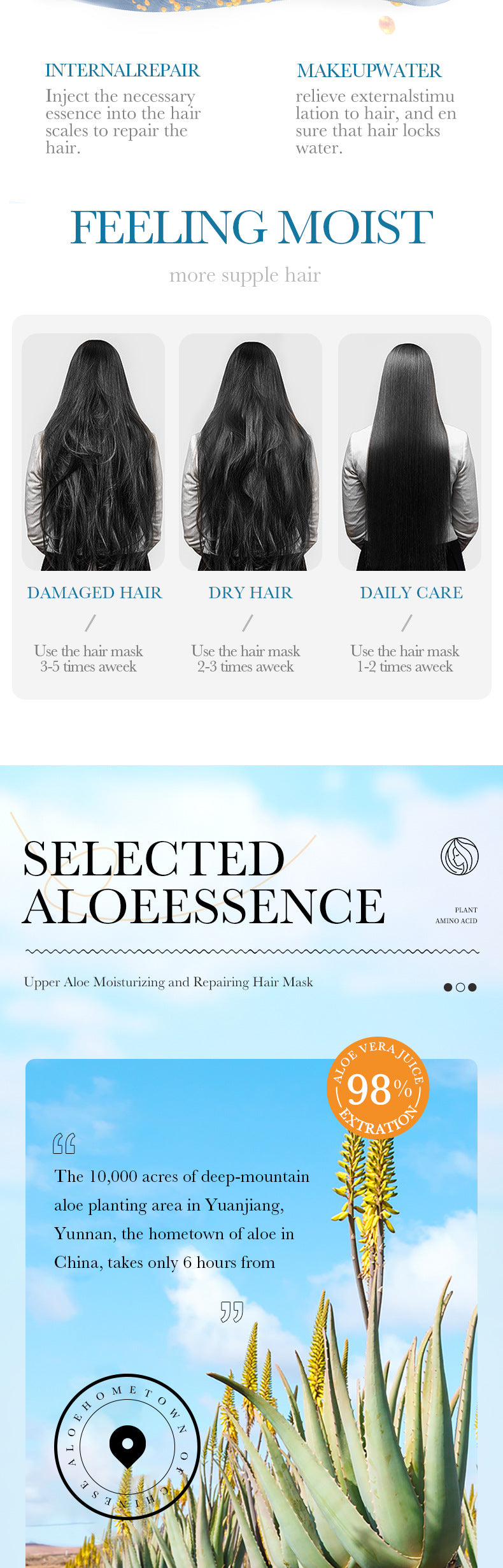 Aloe Vera Hair Mask500gSADOER Moisturizing, smooth and silky hair conditioner cross-border wholesale - 图片 9