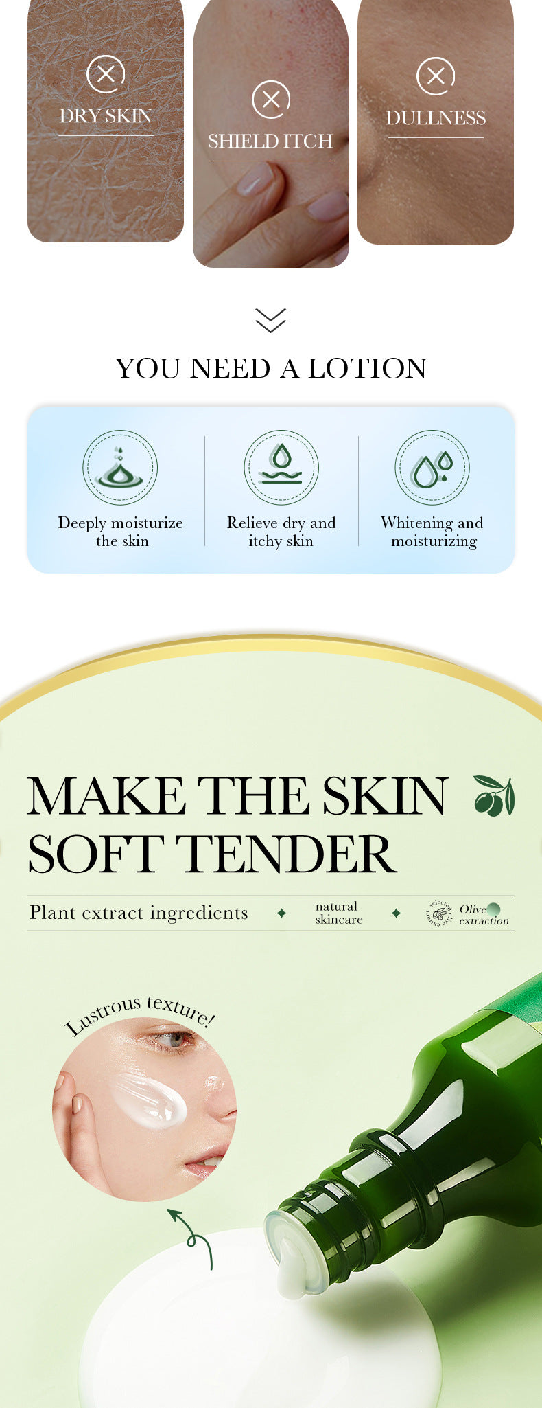 Cross-border Lotion150ml Olive Oil Nourishing Lotion Skin Brightening and Rejuvenating Lotion Wholesale from Foreign Trade Manufacturer - 图片 8