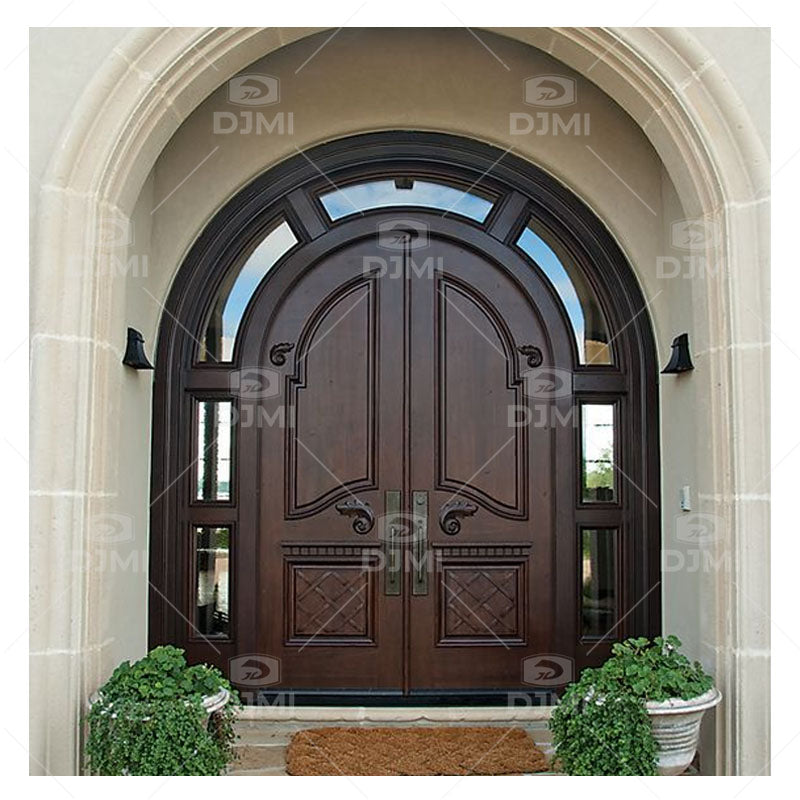 Villa Main Teak Solid Wood Main Door Designs Photo Main Wooden Double With Glass Design Entry Front Exterior Door - 图片 3