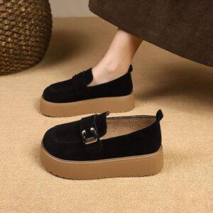 Women's Thick-Soled Birkenstock Shoes2025New Spring Retro Slip-On Lazy Casual Loafers Warm Birkenstock Single Shoes