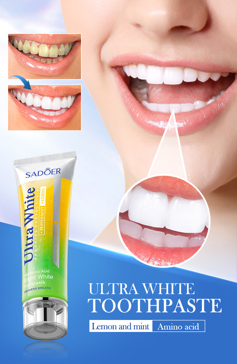 Lemon Mint Whitening Toothpaste SADOER Stain Removal Cleaning Tartar Toothpaste Cross-Border Wholesale - 图片 9