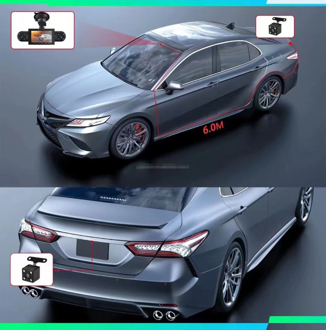 Dash Cam with Four Lenses1080P High-definition infrared night vision four-record simultaneous display dash cam DVR - 图片 20