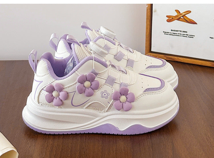 Children's Sports Shoes Spring and Autumn2025New Student Knob Girls' White Sneakers Versatile Casual Girls' Running Shoes - 图片 28