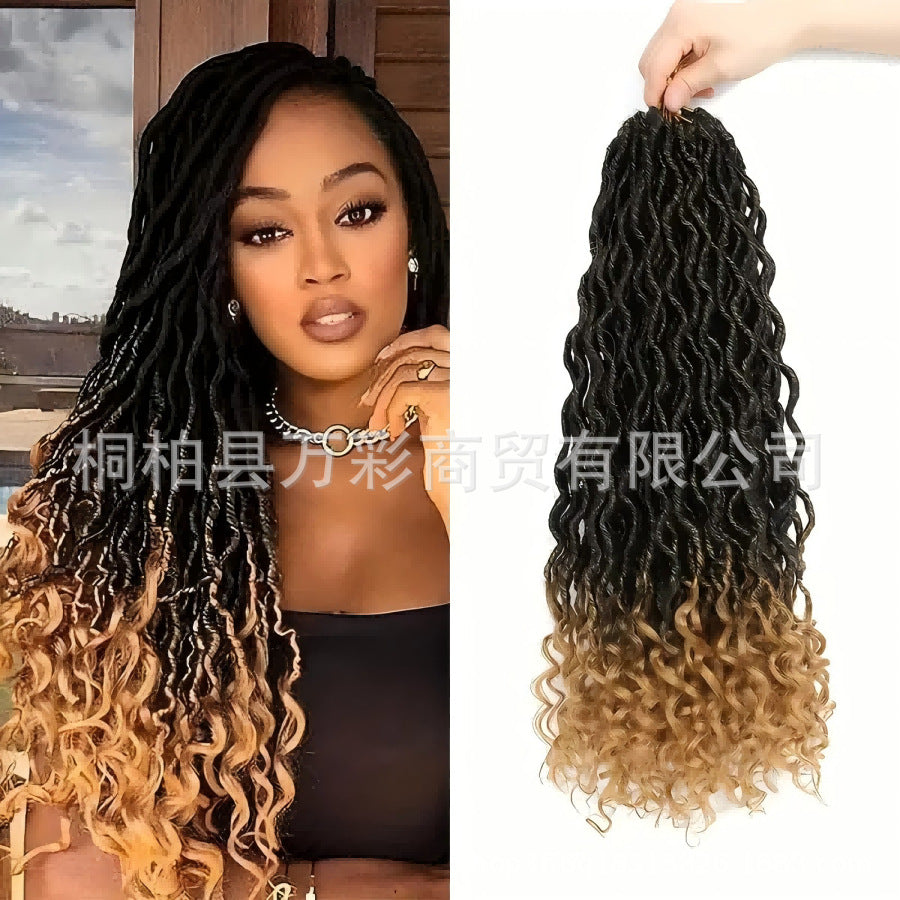 Cross-border European and American Synthetic Hair Wigs Curved Up and Down Crochet Hair Wigs Goddess Faux Locks Curly Handwoven - 图片 25