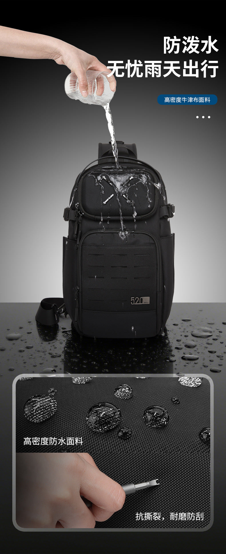 ozuko Men's Chest Bag Crossbody Bag High-end Waterproof Large Capacity Trendy Men's Shoulder Bag Commuting Portable Bag - 图片 17