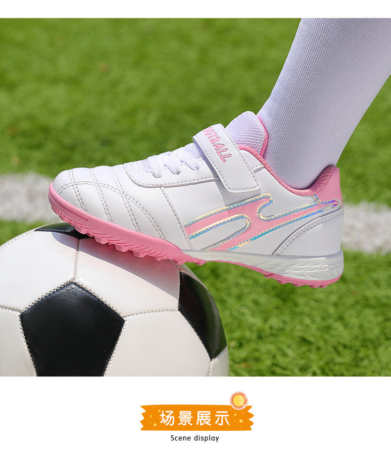 New football shoes for men and women with Velcro for children TF Broken Nail Style Youth Student Grassland Flat Training Shoes - 图片 38