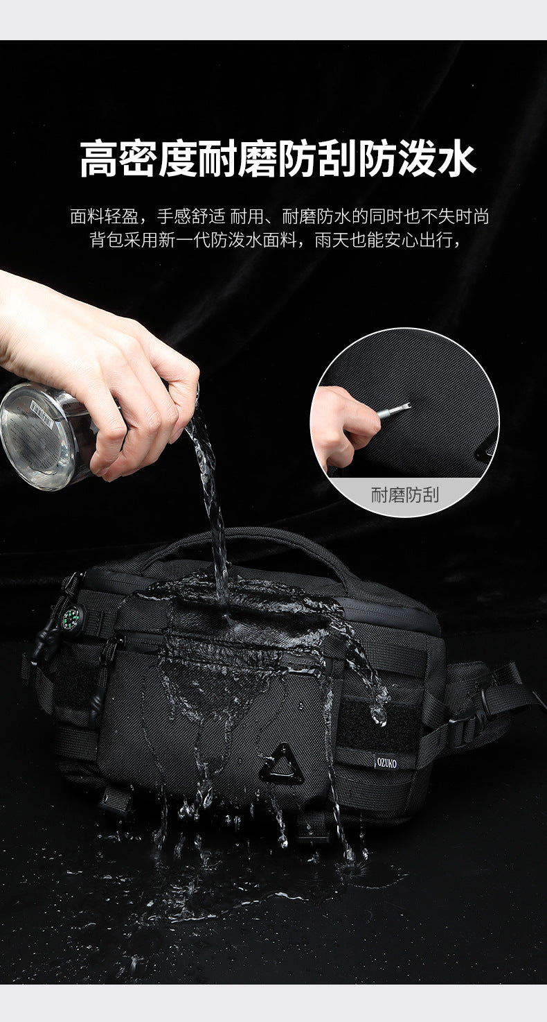 OZUKO Men's Waist Bag Waterproof High-End Crossbody Bag Chest Bag Tactical Trendy Portable Functional Travel Bag - 图片 13