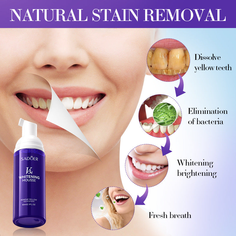 V34Whitening Foam Toothpaste SADOER Clean Teeth Clean Mousse Cross-Border Foreign Trade Wholesale - 图片 4