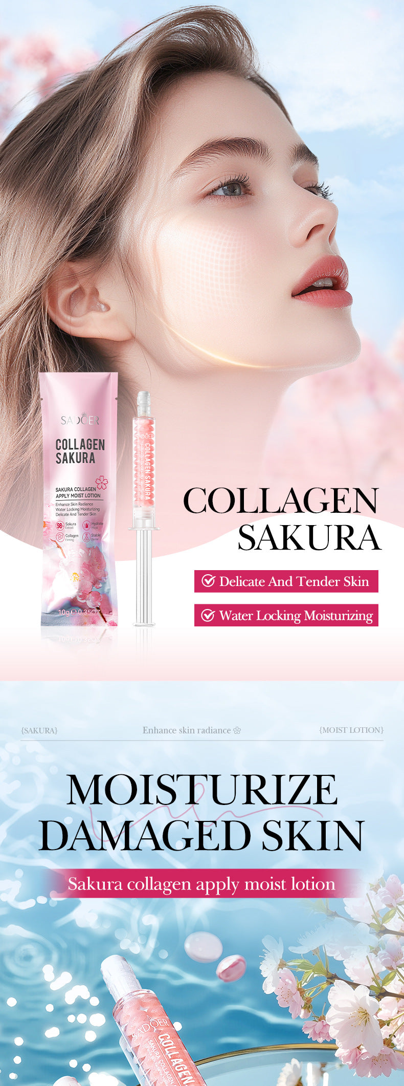Sakura Collagen Essence SADOER Moisturizing and Nourishing Smear-On Moisturizing Lotion Wholesale - 图片 7