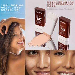 sheloves Anti-UV Foundation Stick Natural Long-lasting Concealer Non-removing Makeup Non-stuck Powder Foundation Cream