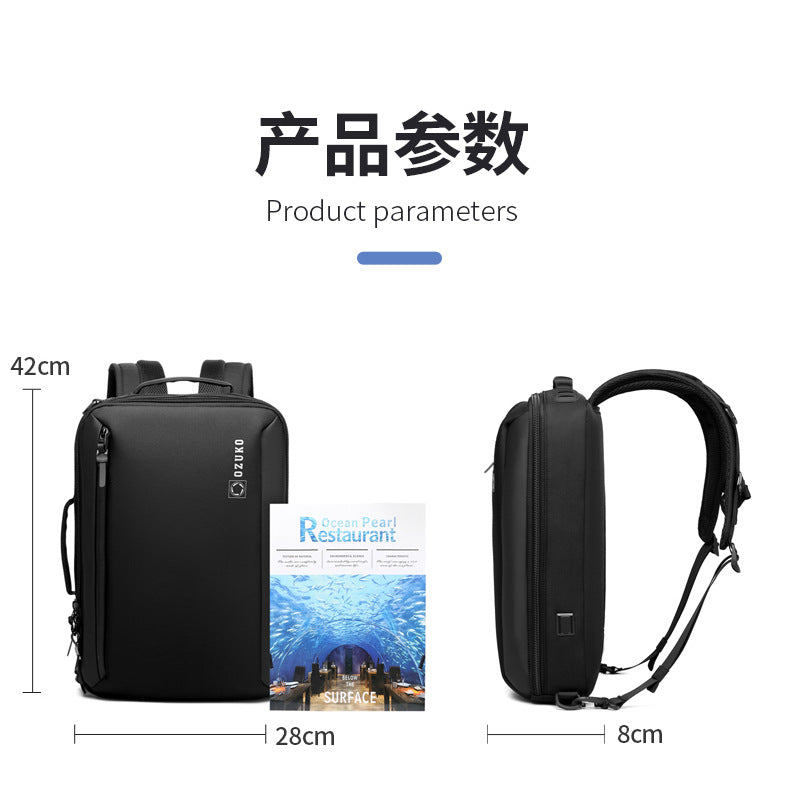 OZUKO Business Backpack Double Shoulder Laptop Bag for Men Lightweight Handheld College Student Commuting Waterproof Notebook Backpack - 图片 18