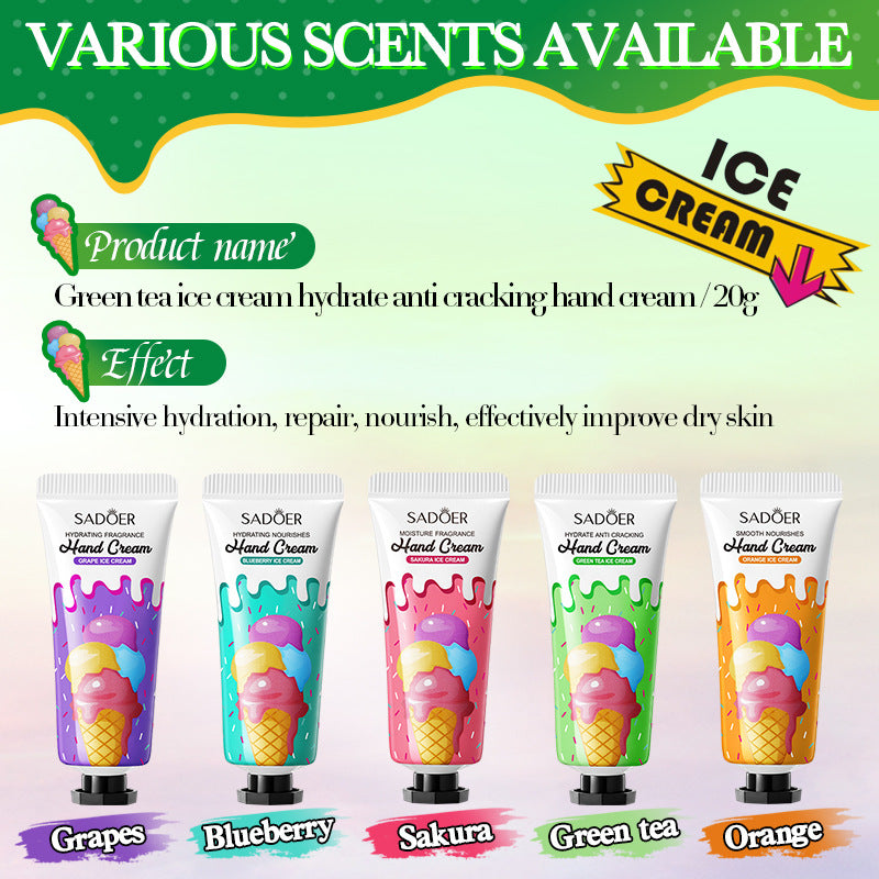 Green Tea Ice Cream Hydrating Hand Cream SADOER Autumn and winter hand cream cross-border foreign trade wholesale - 图片 4