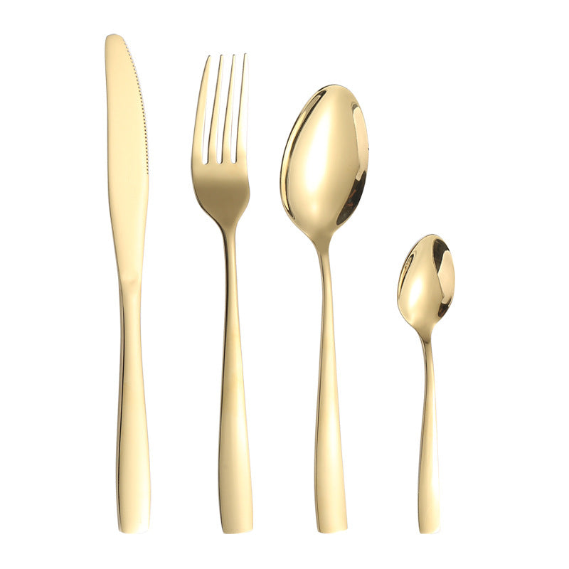 410Stainless Steel Cutlery Western Food Square Handle Knife Fork Spoon4Gift Set Cutlery Set Steak Knife Fork Spoon - 图片 6