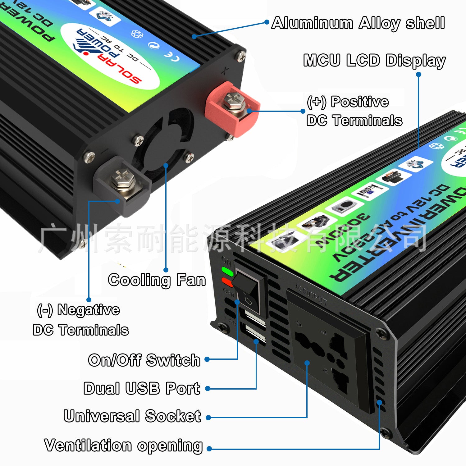 Car Converter Inverter300W Automotive Small Electrical Appliances12V Turn110V/220V Belt3.6A Double USB Mouth - 图片 9