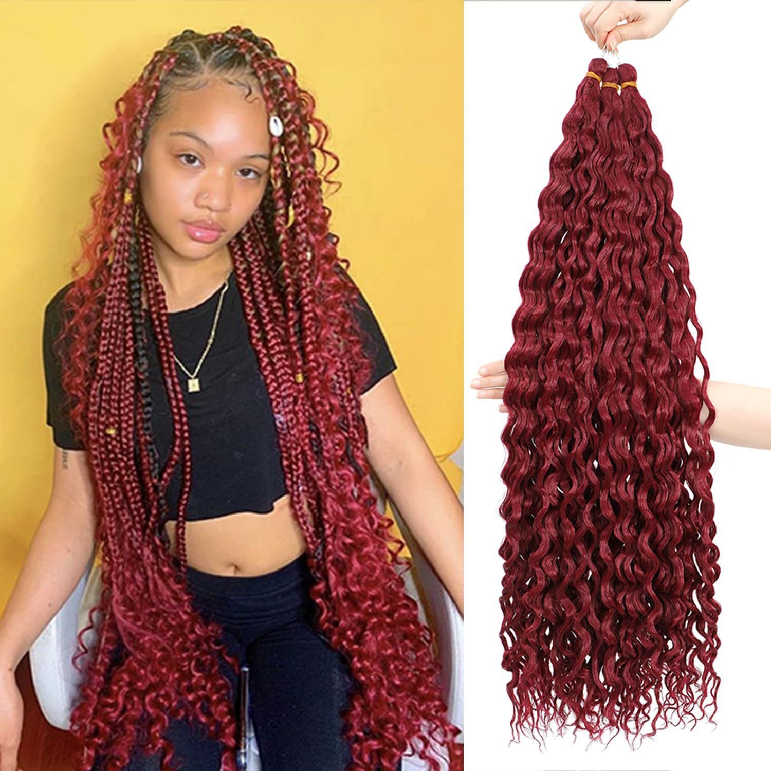 European and American Cross-Border African Synthetic Hair Wig Crochet Hair Extensions Curly Hair Piece DeepWaterWaveHair Long Curly Hair - 图片 9