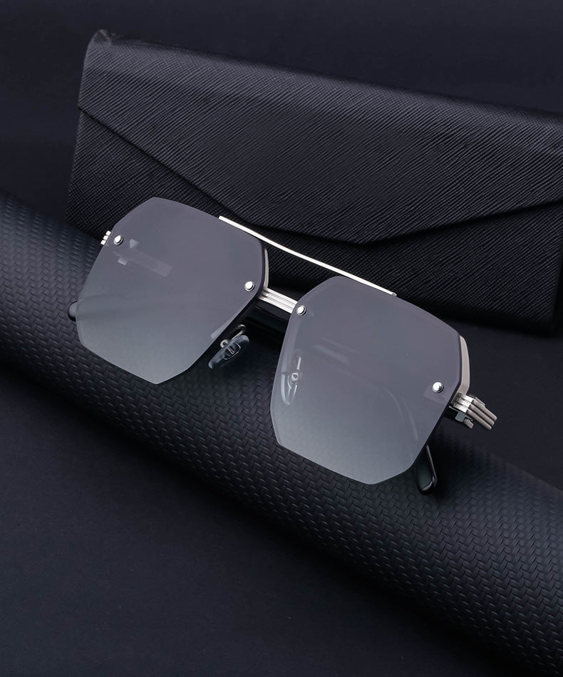 2025New style sunglasses with a high-end feel, European and American half-frame glasses, fashionable sunglasses for women with UV protection sunglasses - 图片 10