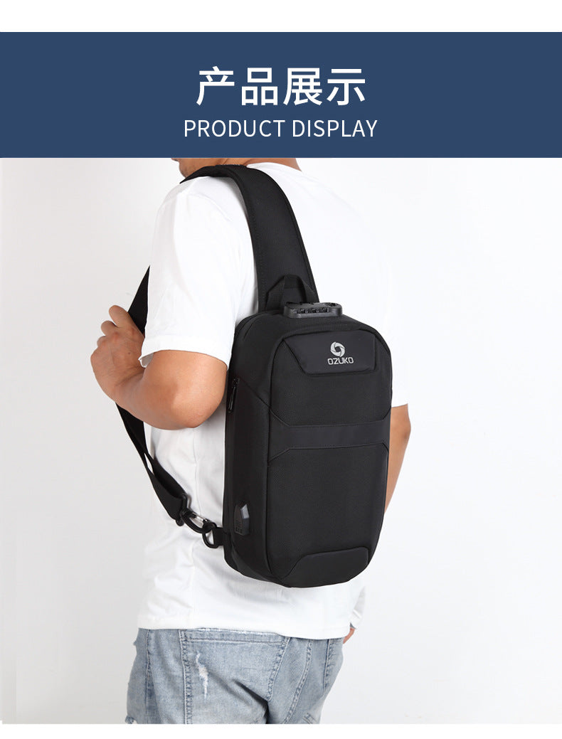 OZUKO Anti-theft Men's Chest Bag Waterproof Oxford Cloth Single Shoulder Crossbody Bag Chest Portable Multifunctional Trendy Bag - 图片 29