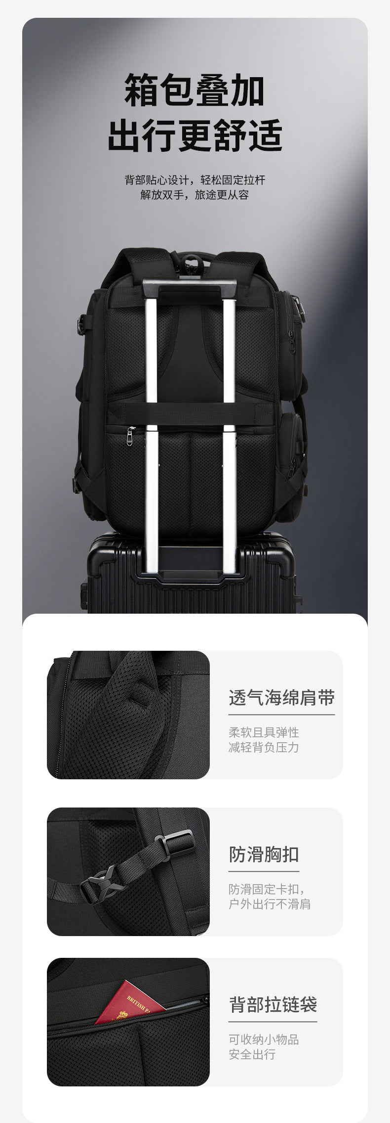 OZUKO Multifunctional Backpack Men's Large Capacity Backpack 3-in-1 detachable outdoor sports travel bag - 图片 19