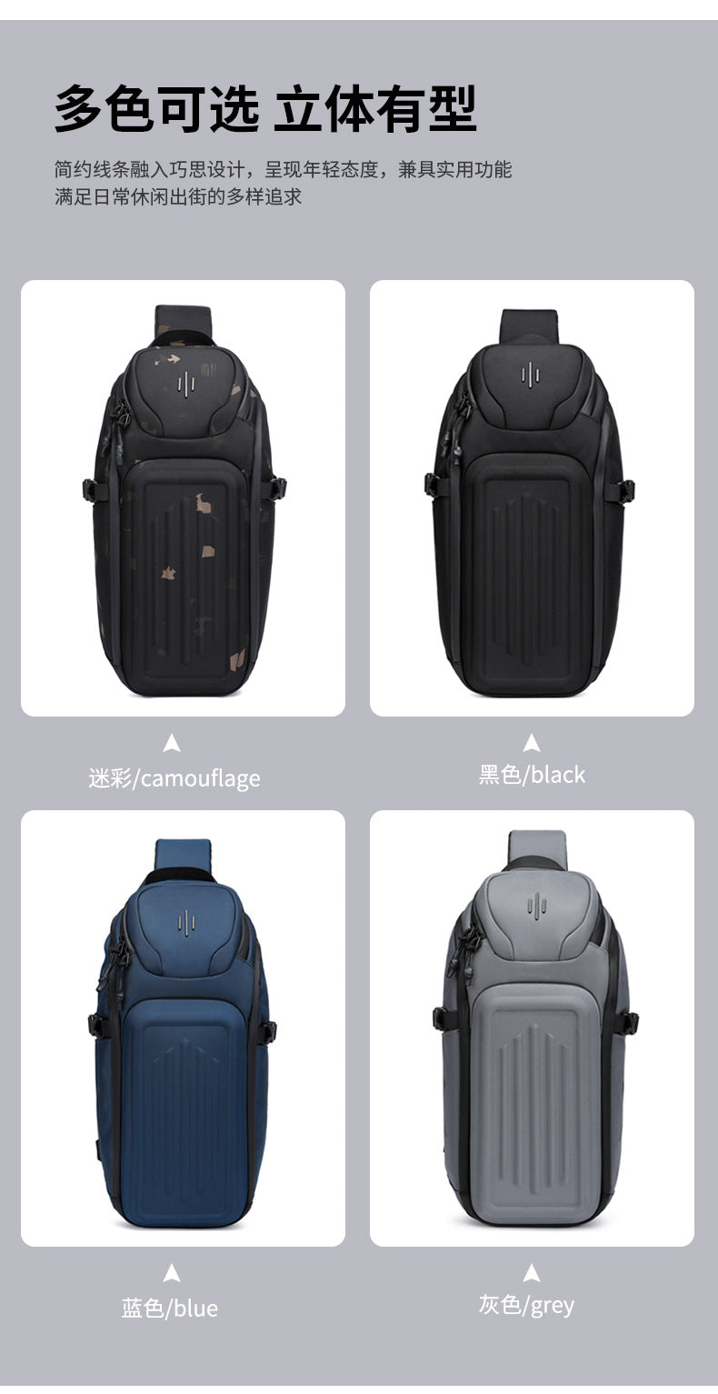 OZUKO Men's Chest Bag Waterproof Crossbody Bag Business Simple Crossbody Bag Trendy Commuter Small Backpack High-End Feel - 图片 11